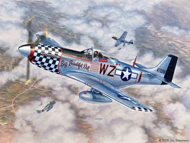 "P-51D Mustang Big Beautiful Doll" - Stu Shepherd - P-51 World War II Art